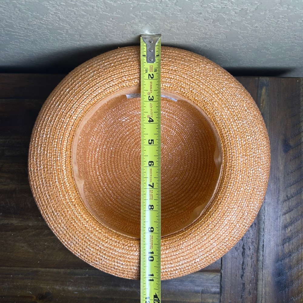 Betmar Orange 100% Straw Cloche Hat Rolled Brim All Around RN 29219 - Picture 5 of 7
